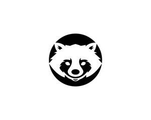 Cute Black raccoon logo vector icon illustration design 
