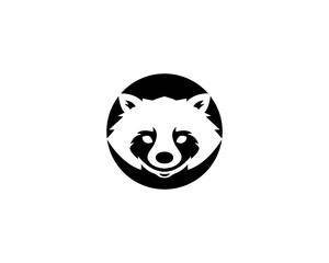 Cute Black raccoon logo vector icon illustration design 
