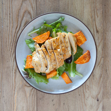 Chicken Sald with Roasted Sweet Potato