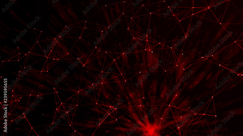 Poster connected polygons plexus geometric background. abstract digital background with cybernetic particle