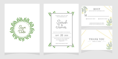 Wedding invitation, thank you card, save the date card. 