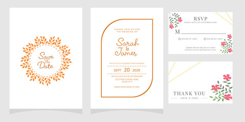Wedding invitation, thank you card, save the date card. 