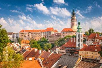 View of the medieval town Cesky Krumlov with the castle, Czech Republic, Europe.