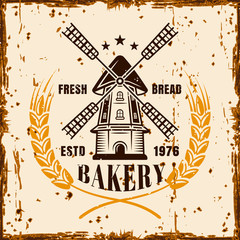 Advertising banner for bakery with windmill vector