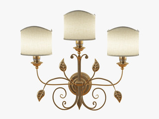 Gold sconce white lamp on white background 3d rendering