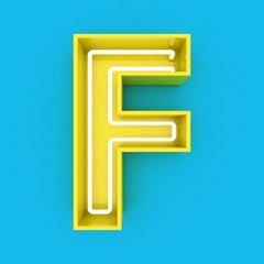 3d render  yellow neon sign blue background