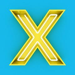 Obraz premium 3d render yellow neon sign blue background
