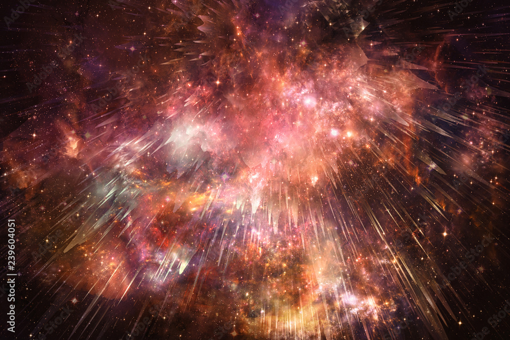 Poster artistic abstract unique multicolored smooth nebula galaxy in deep space background