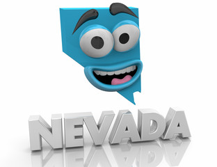 Nevada NV State Map Cartoon Face Word 3d Illustration