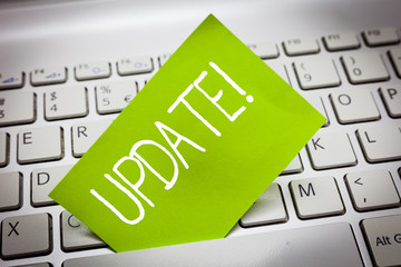 Handwriting text UPDATE. Concept meaning Make something more modern Adding new facts Changing its...