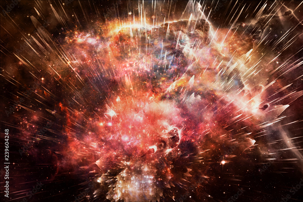 Poster abstract artistic colorful smooth beautiful nebula galaxy exploding into background