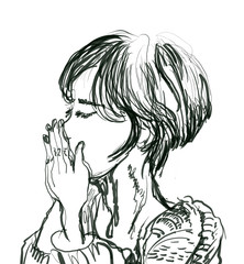 lady head hand drawn illustration,art design