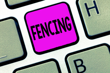 Word writing text Fencing. Business concept for Competition Sport fighting with swords Install series of fences.