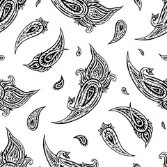 Paisley, Abstract Flower. Hand Drawn luxury old fashioned floral ornament, Victorian vector background. Can be used for wallpaper, website background, textile, phone case print
