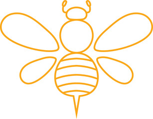 Yellow Cute bee outline