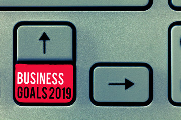 Handwriting text writing Business Goals 2019. Concept meaning Advanced Capabilities Timely...