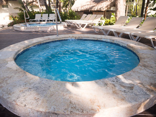 Jacuzzi at tropical resort with nobody