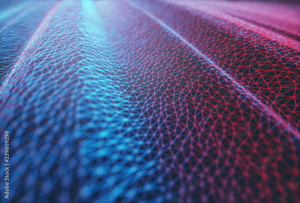 Wall mural abstract background image. colored mesh, interconnected lines.