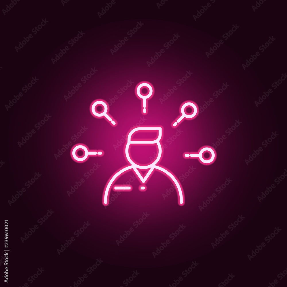 Poster ideas of employee icon. elements of interview in neon style icons. simple icon for websites, web des