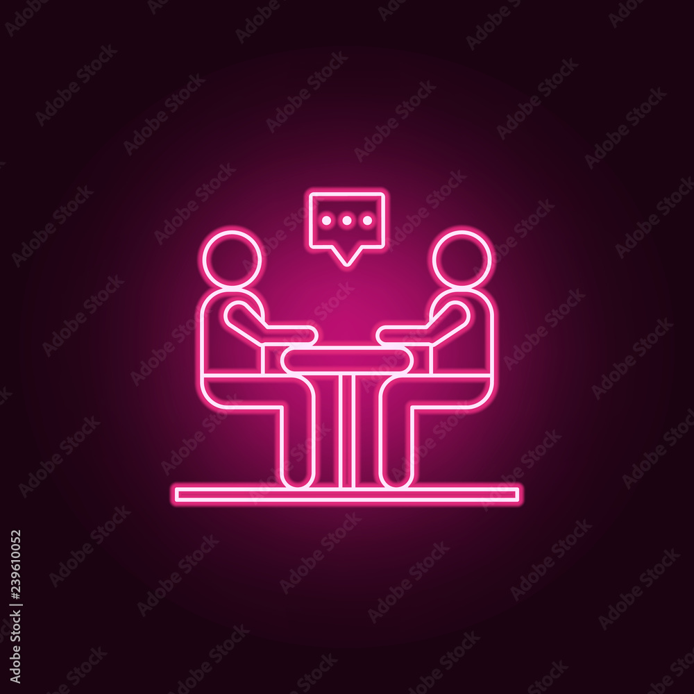Poster business communication icon. elements of interview in neon style icons. simple icon for websites, we
