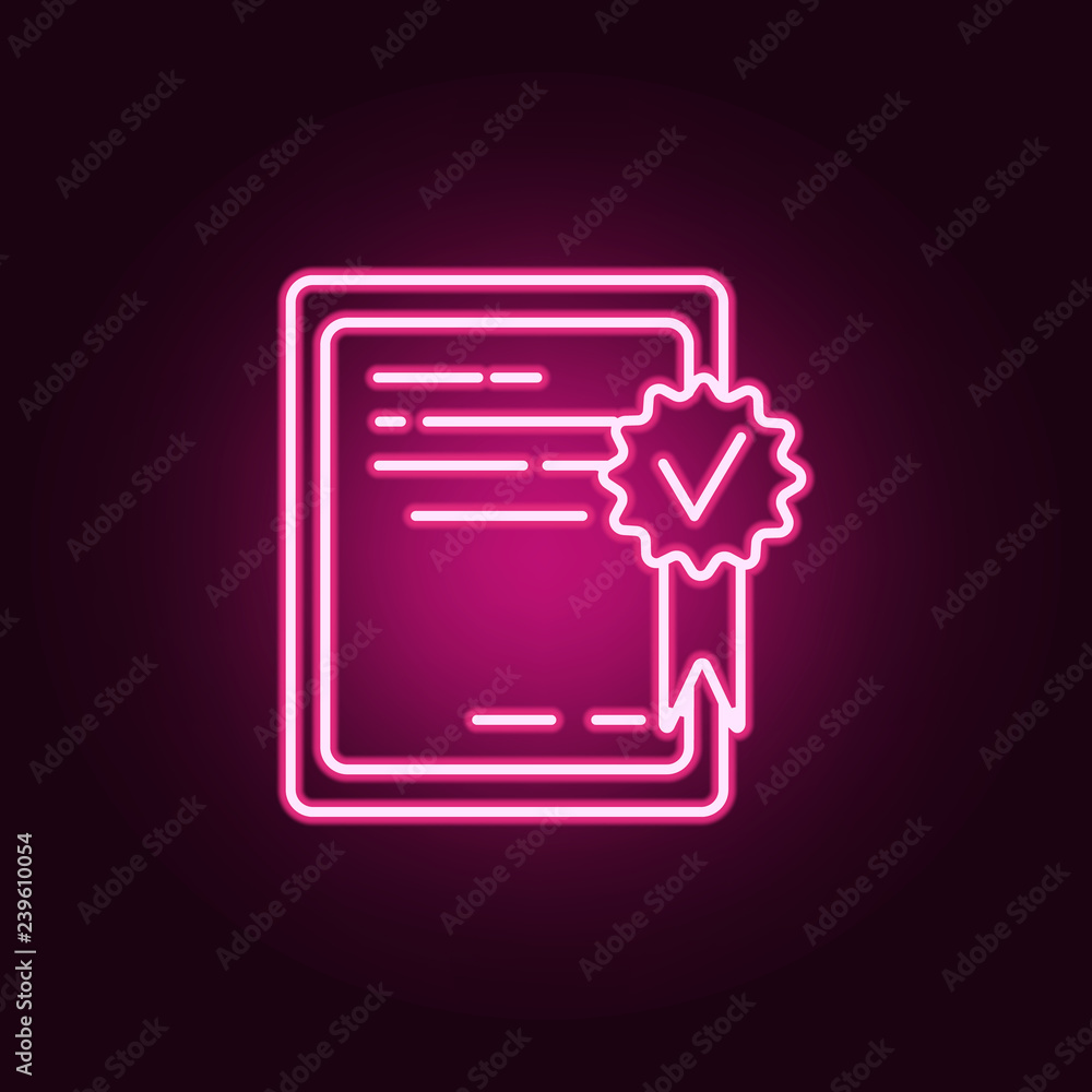 Poster certified tablet icon. elements of interview in neon style icons. simple icon for websites, web desi