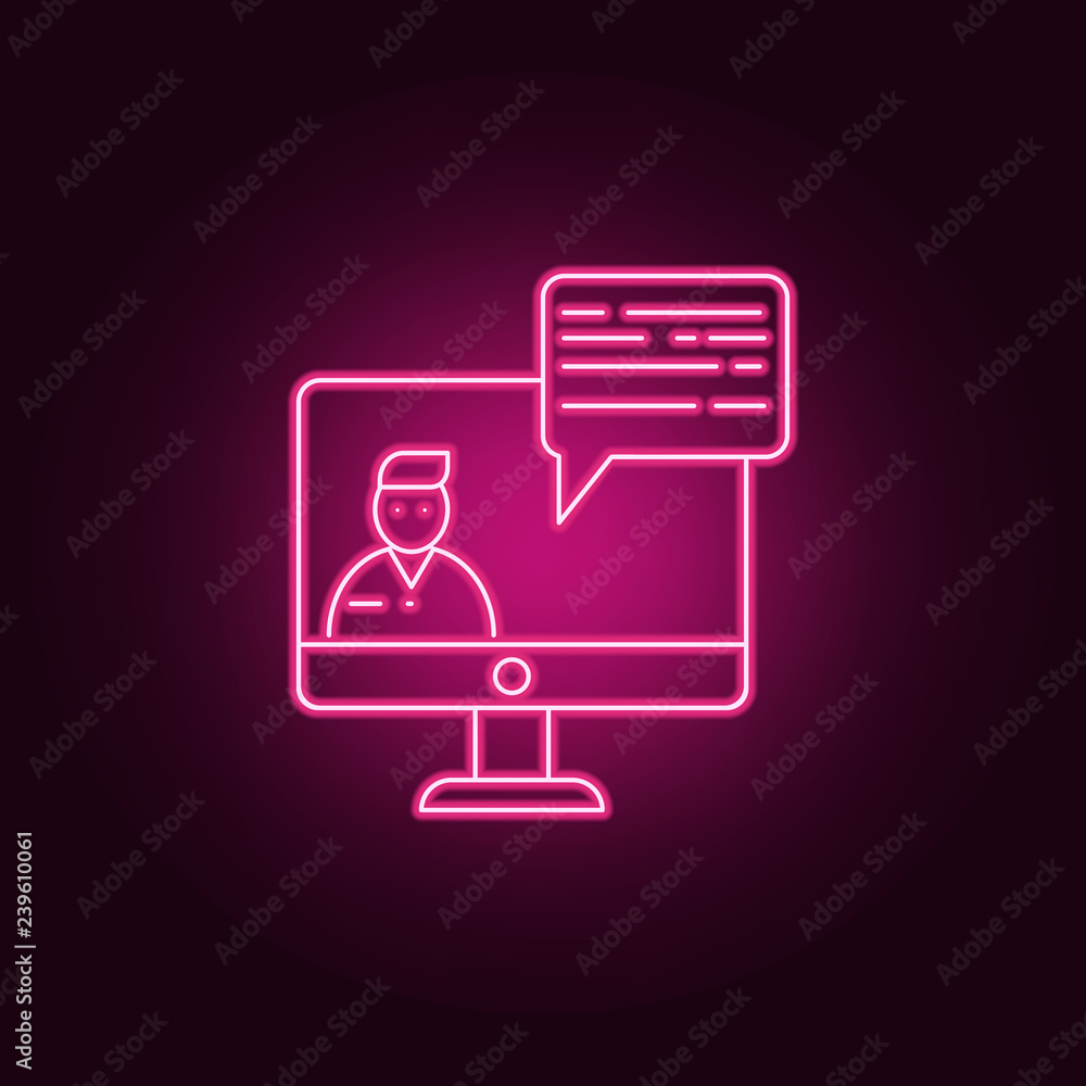 Aufkleber video lesson in monitor icon. elements of interview in neon style icons. simple icon for websites, w
