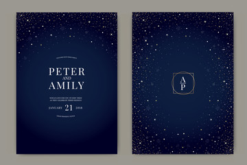 Wedding Invitation, floral invite thank you, rsvp modern card Design in Star light decorative Vector elegant rustic template