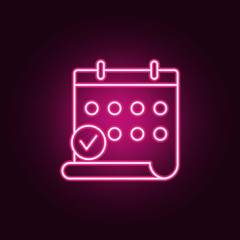marked date in calendar icon. Elements of interview in neon style icons. Simple icon for websites, web design, mobile app, info graphics