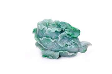 Jade : Green jade (jadite) scupture in cubbage shaped, symbol of wealthy, rich, treasure and lucky...