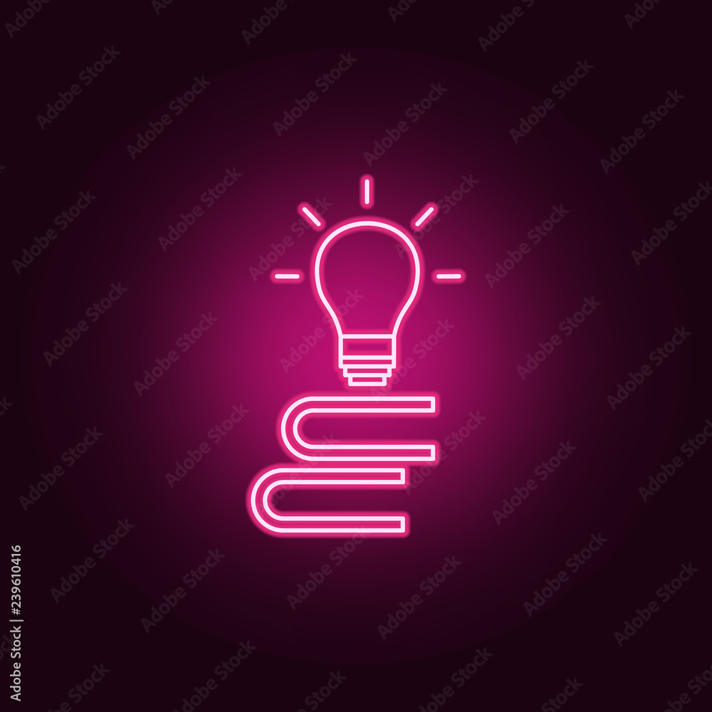 Aufkleber a stack of books and a light bulb icon. elements of books and magazines in neon style icons. simple 