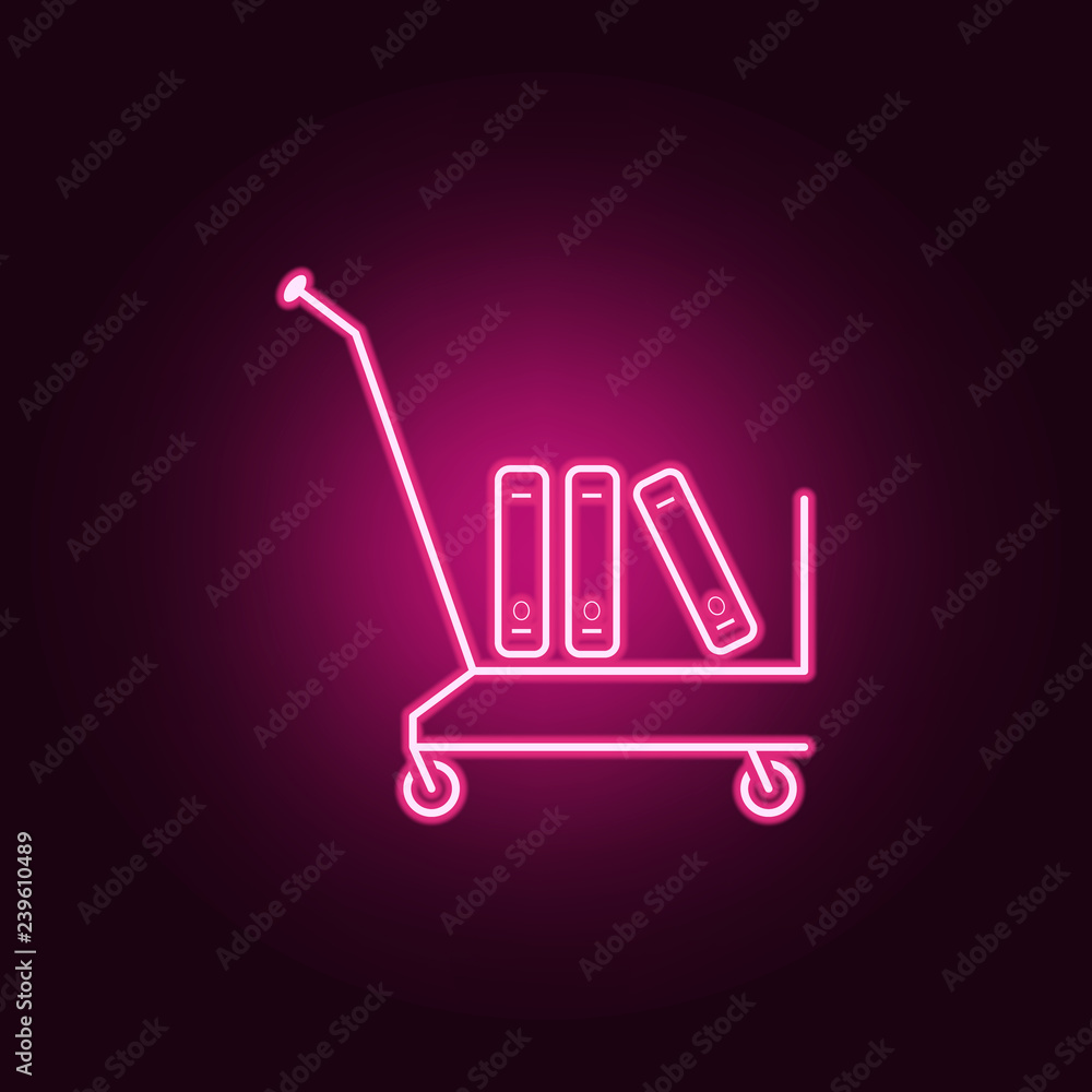 Poster cart with books icon. elements of books and magazines in neon style icons. simple icon for websites,