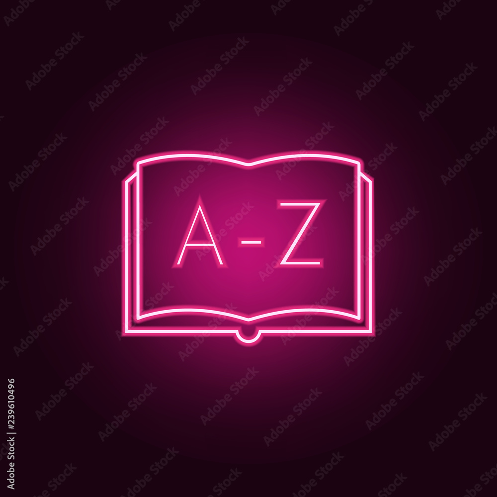Poster abc icon. elements of books and magazines in neon style icons. simple icon for websites, web design,