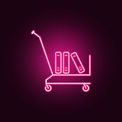 cart with books icon. Elements of Books and magazines in neon style icons. Simple icon for websites, web design, mobile app, info graphics
