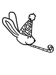 gesicht kopf überraschung hut geburtstag feiern party hase kaninchen süß niedlich klein comic cartoon häschen clipart haustier