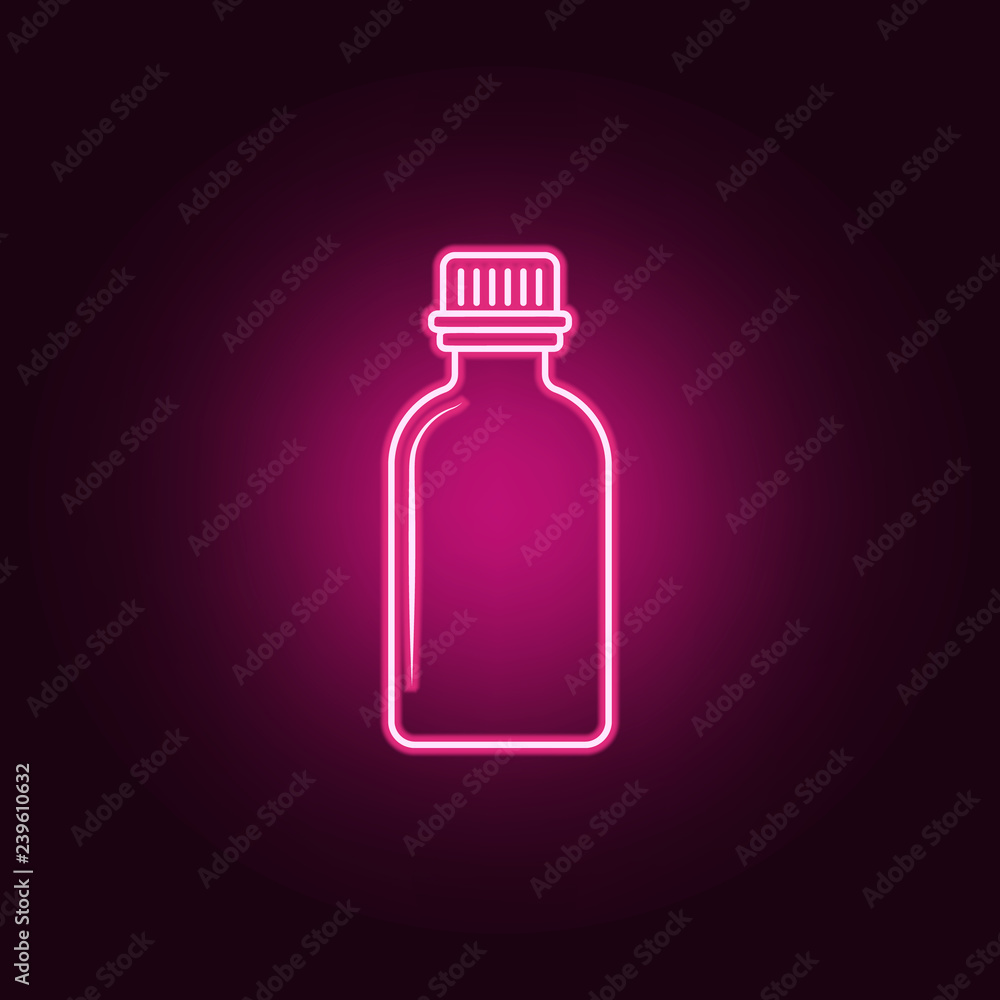 Poster bottle with stopper icon. elements of bottle in neon style icons. simple icon for websites, web desi