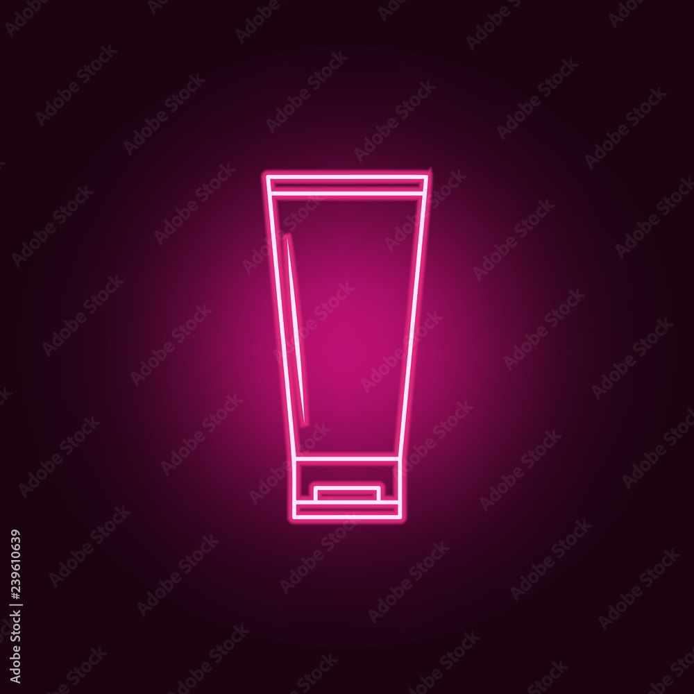 Poster a bottle of cream icon. elements of bottle in neon style icons. simple icon for websites, web design