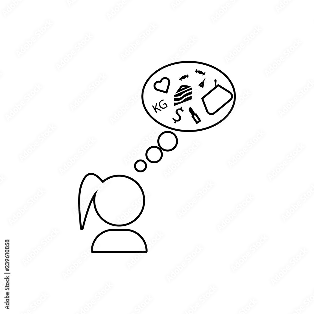 Poster disorder in the female head icon. element of chaos for mobile concept and web apps icon. thin line i
