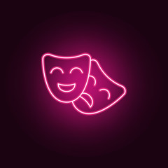 drama masks icon. Elements of Cinema in neon style icons. Simple icon for websites, web design, mobile app, info graphics