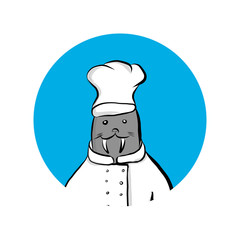 Cute cartoon walrus in a