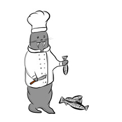 Cute cartoon walrus in a