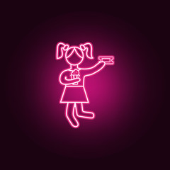 girl goes to cinema icon. Elements of Cinema in neon style icons. Simple icon for websites, web design, mobile app, info graphics