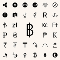 baht icon. Crepto currency icons universal set for web and mobile