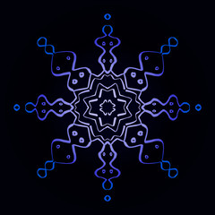 Blue neon snowflake on a