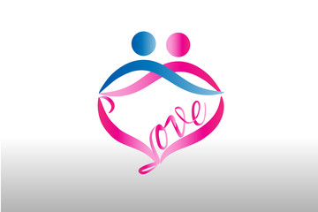 Couple lovers hug logo vector 