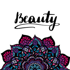 Multicolored mandala with place for