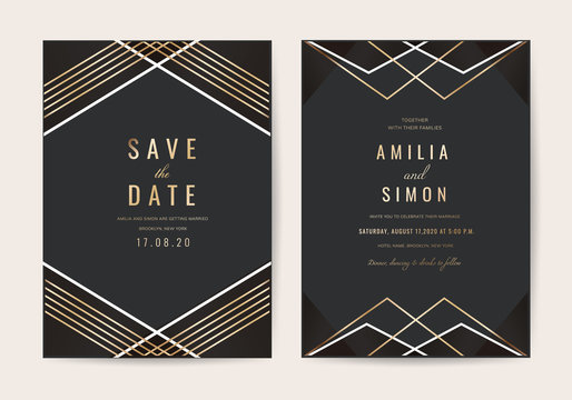 Wedding invitations card with Luxurious geometric pattern vector design template