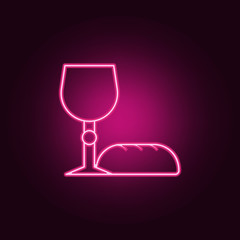 bread and grail icon. Elements of Easter in neon style icons. Simple icon for websites, web design, mobile app, info graphics