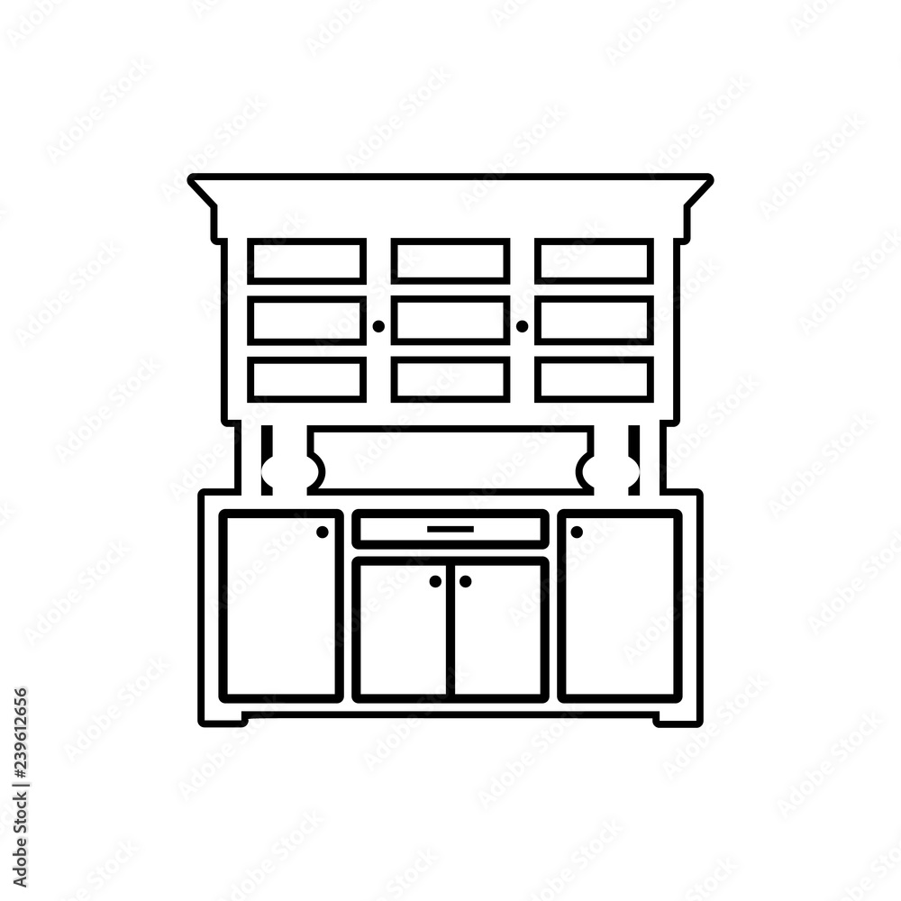 Poster kitchen cabinet icon. element of furniture for mobile concept and web apps icon. thin line icon for 