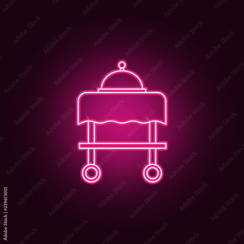 Poster tray tray icon. elements of hotel in neon style icons. simple icon for websites, web design, mobile 