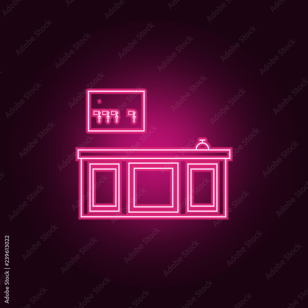 Poster reception icon. elements of hotel in neon style icons. simple icon for websites, web design, mobile 